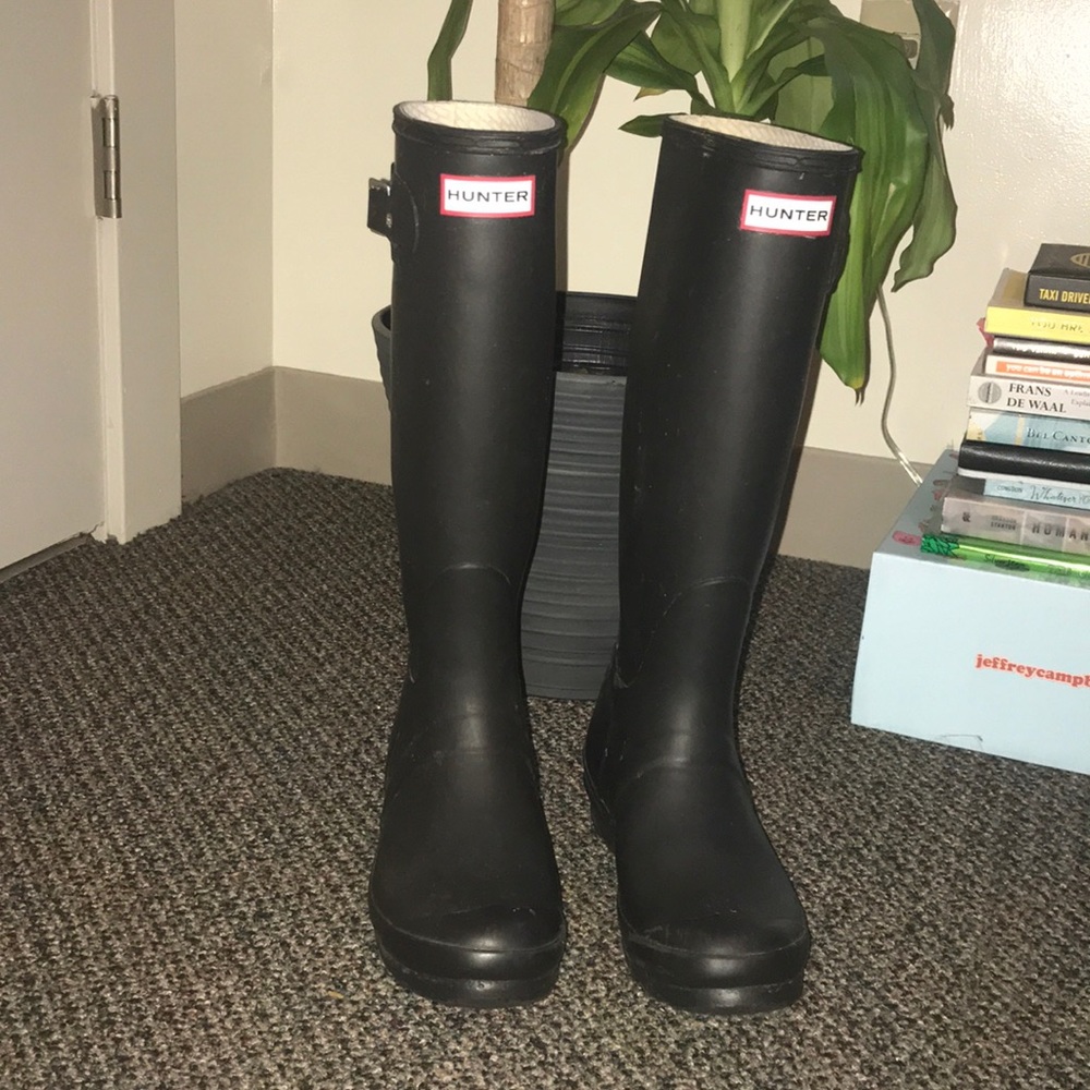 Tall Black Matte Hunter Rainboots